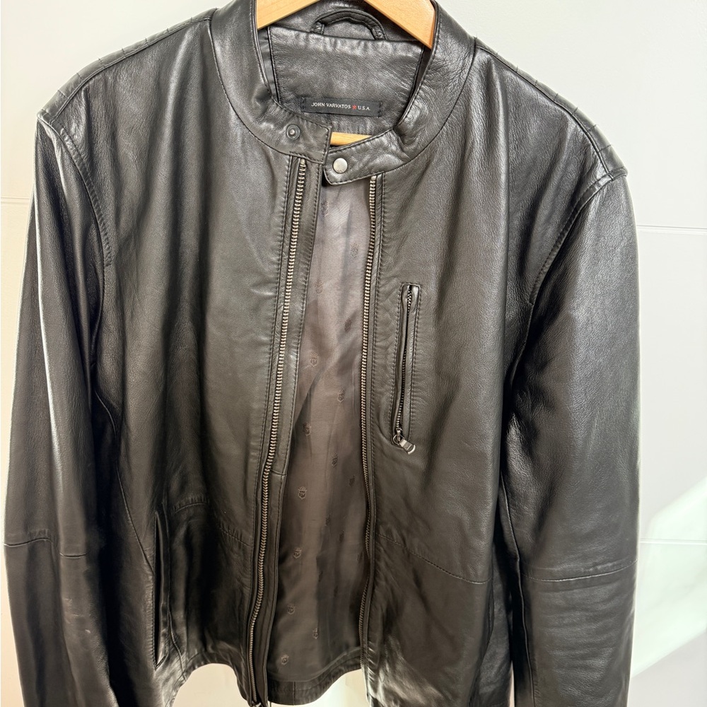 John Varvatos Black Leather Men's Jacket Medium